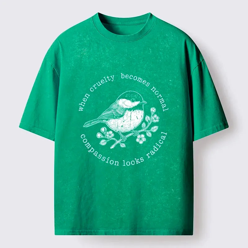 Kyoto-Lion Anti Cruelty Bird Washed T-Shirt