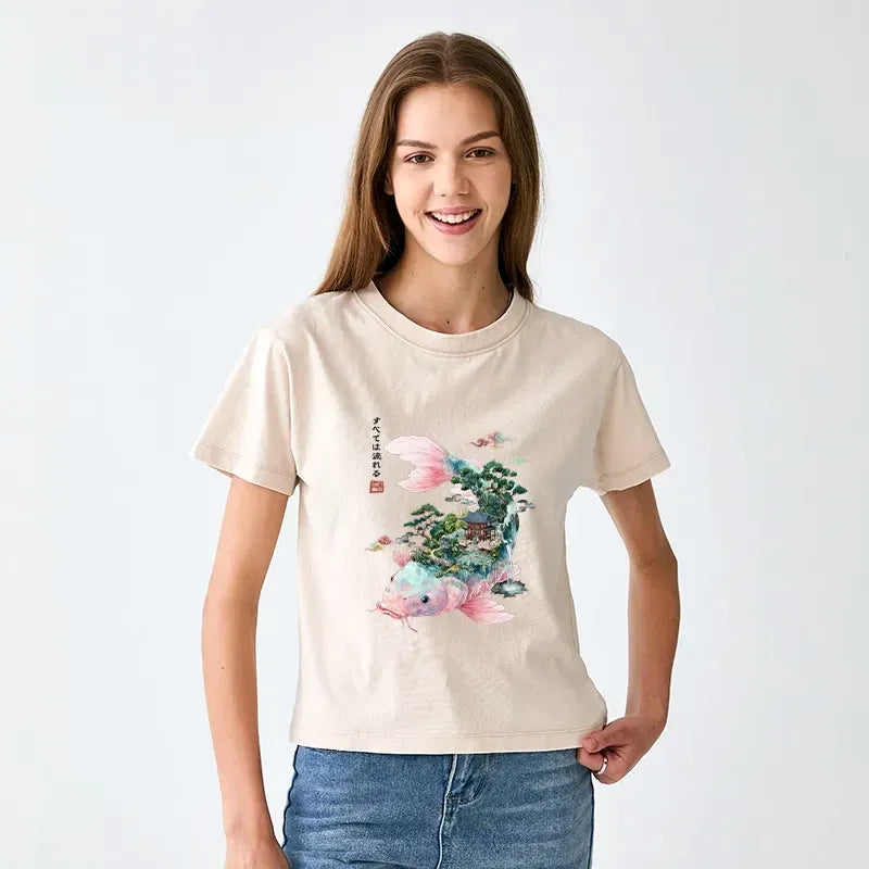 Japanese Koi Women's Washed T-Shirt