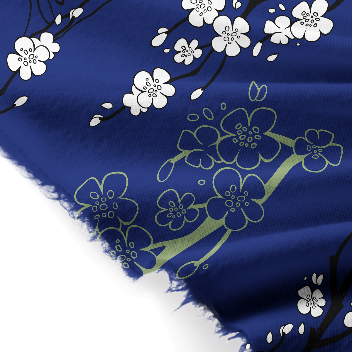 Kyoto-Lion Mt. Fuji Blossoms Fringed Scarf
