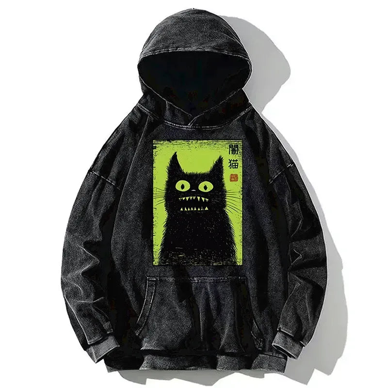 Unisex Black Cat Hoodie for Daily Wear