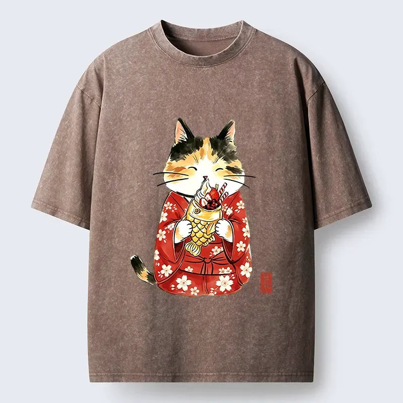 Kyoto Lion Japanese Taiyaki Washed T-Shirt