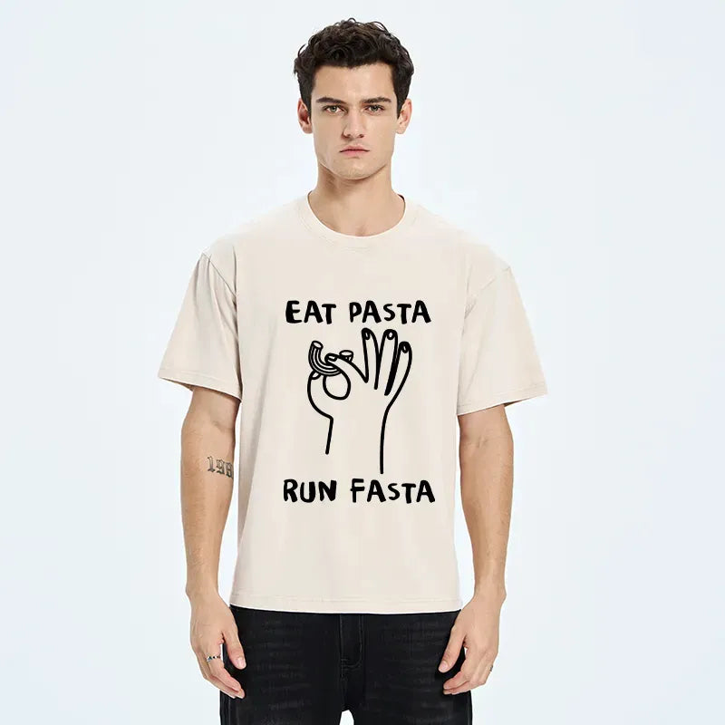 Kyoto-Lion Eat Delicious Pasta Washed T-Shirt