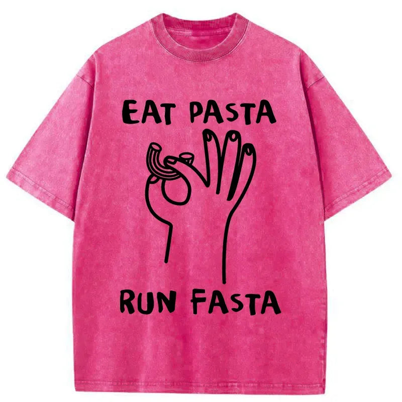 Kyoto-Lion Eat Delicious Pasta Washed T-Shirt