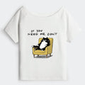 Off Shoulder Cat T-Shirt Free Shipping