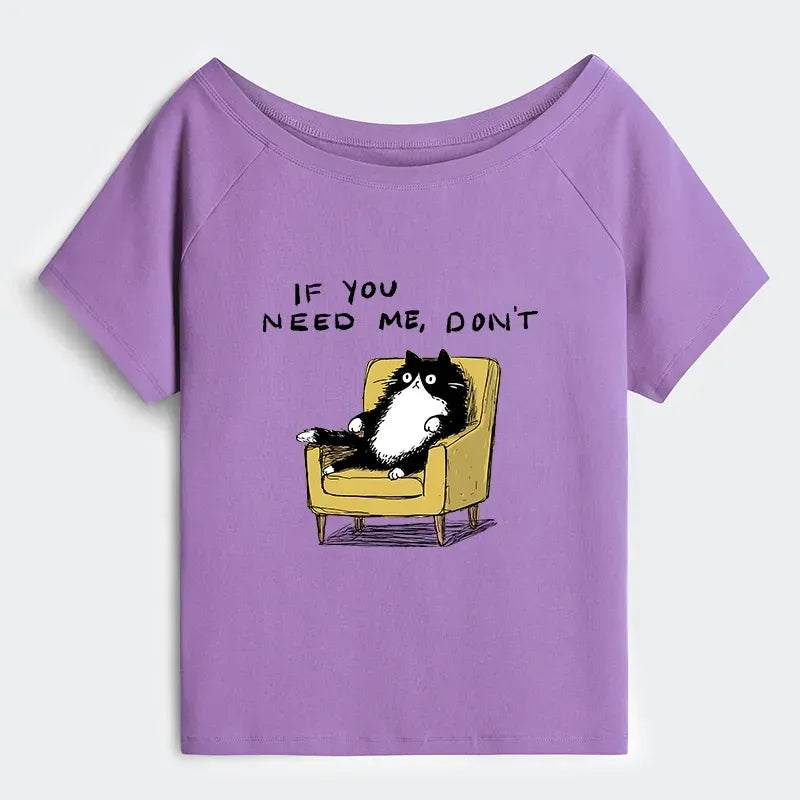 Japanese Cat Off Shoulder T-Shirt for Women