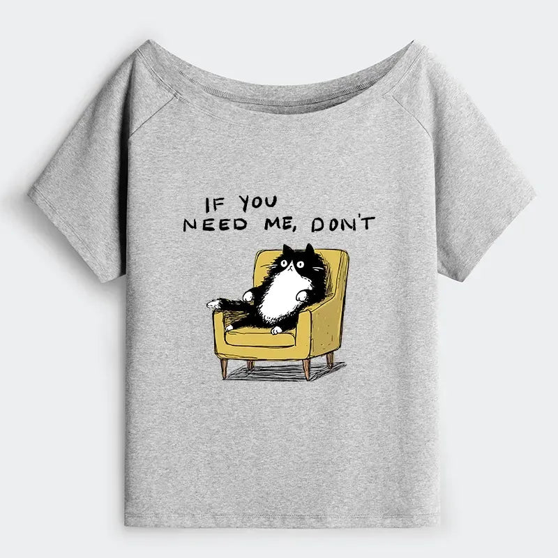 Kyoto-Lion Unavailable Cat Off Shoulder T-Shirt