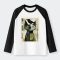 Japanese Cat Crow Raglan Long Sleeve T-shirt