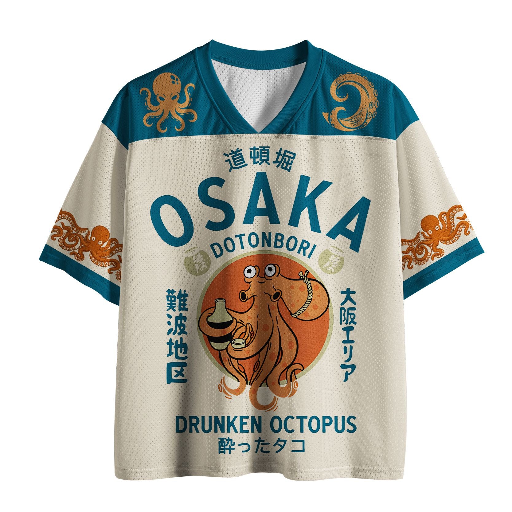 Ukiyo-e Octopus Mesh Jersey for Summer