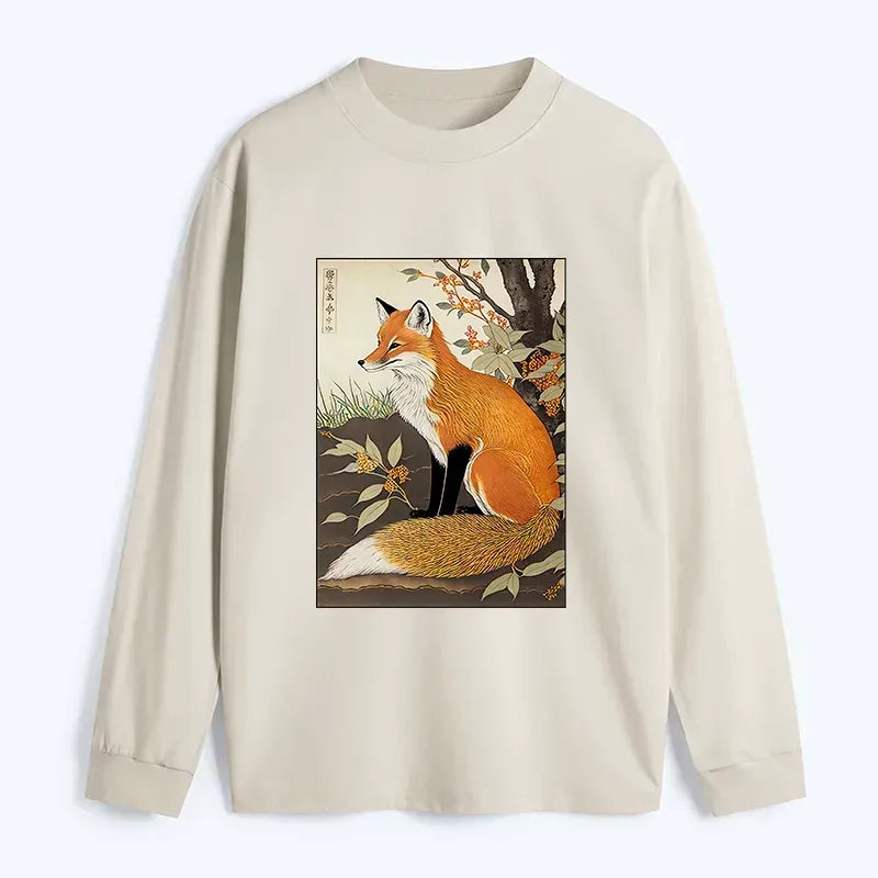 Kyoto-Lion Ukiyo-e Fox Classic Long Sleeve T-Shirt