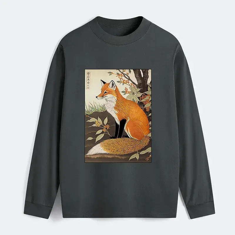 Kyoto-Lion Ukiyo-e Fox Classic Long Sleeve T-Shirt