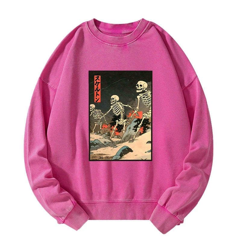 Unisex Washed Sweatshirt with Japanese Design