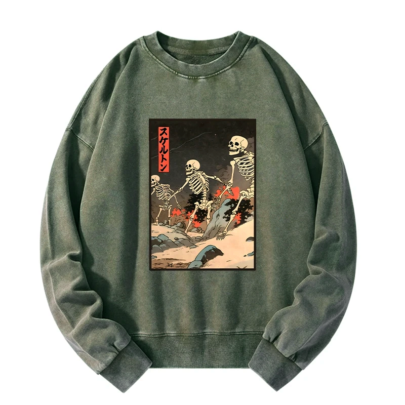 Vintage Japanese Skeleton Sweatshirt for Streetwear