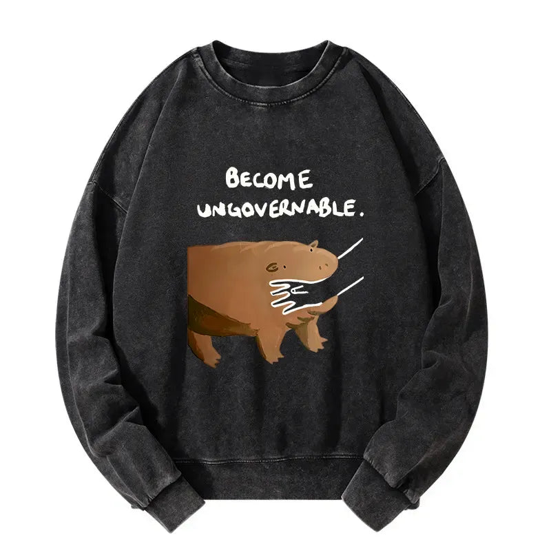 Kyoto-Lion Moo Deng Bites Someone's Arm Washed Sweatshirt