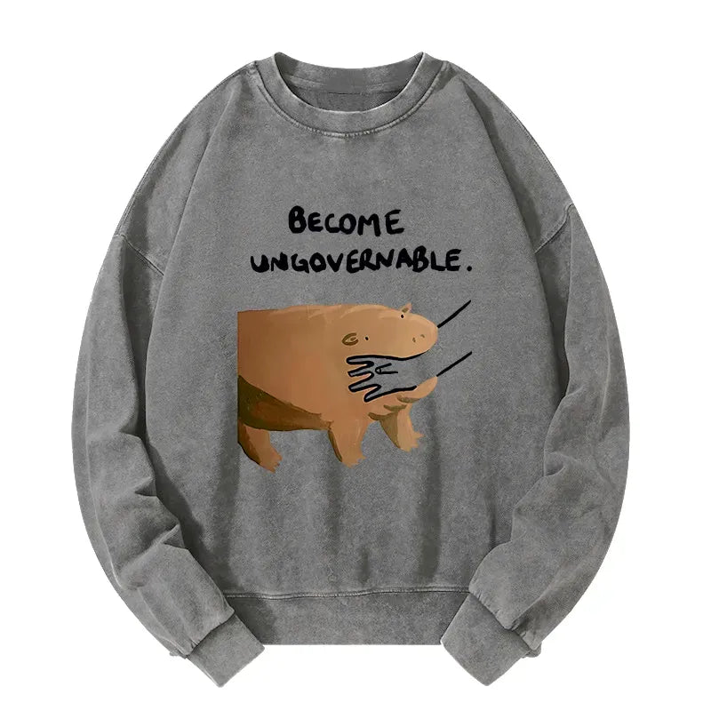 Kyoto-Lion Moo Deng Bites Someone's Arm Washed Sweatshirt