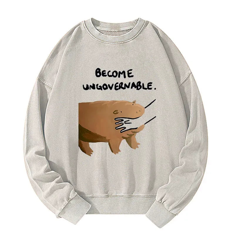 Kyoto-Lion Moo Deng Bites Someone's Arm Washed Sweatshirt