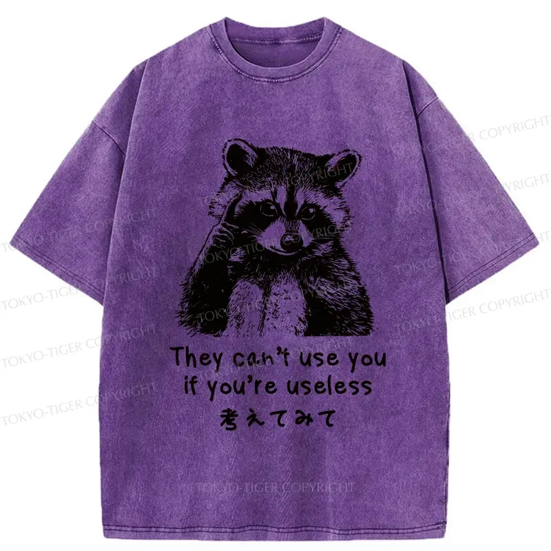 Kyoto-Lion Funny Raccoon Quotes Washed T-Shirt