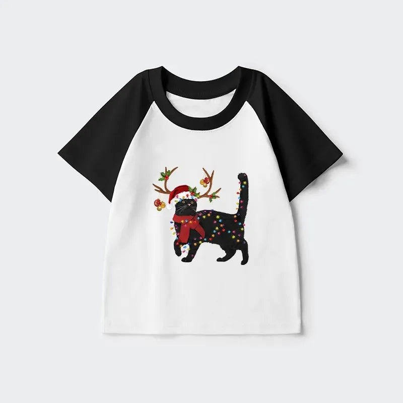 Black Cat Kids Raglan for Christmas