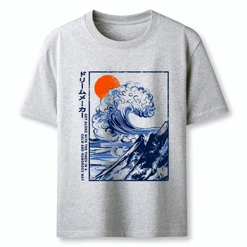 Kyoto-Lion Big Blue Wave Mountain Sunrise Art Classic T-Shirt