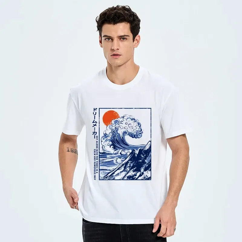 Vintage Blue Wave Mountain Sunrise Tee