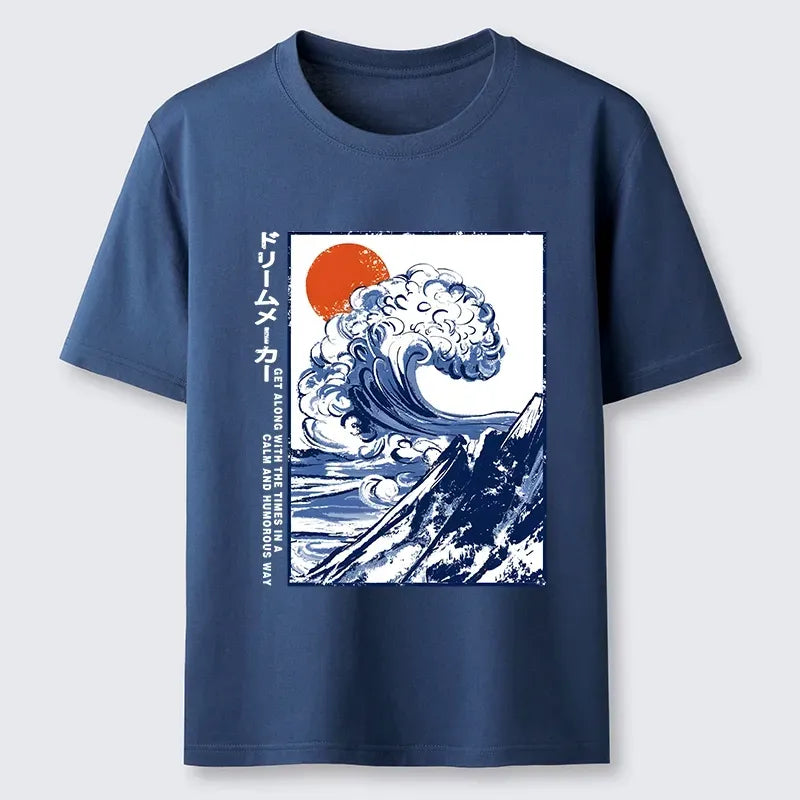 Vintage Blue Wave Mountain Sunrise Tee