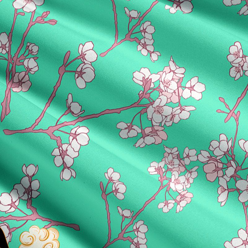 Japanese Sakura Print Maxi Skirt for Summer