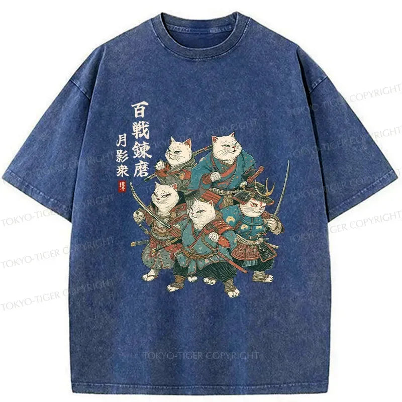 Japanese Samurai Cat T-Shirt for Daily Wear