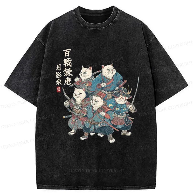 Vintage Washed Samurai Cat T-Shirt Best Seller