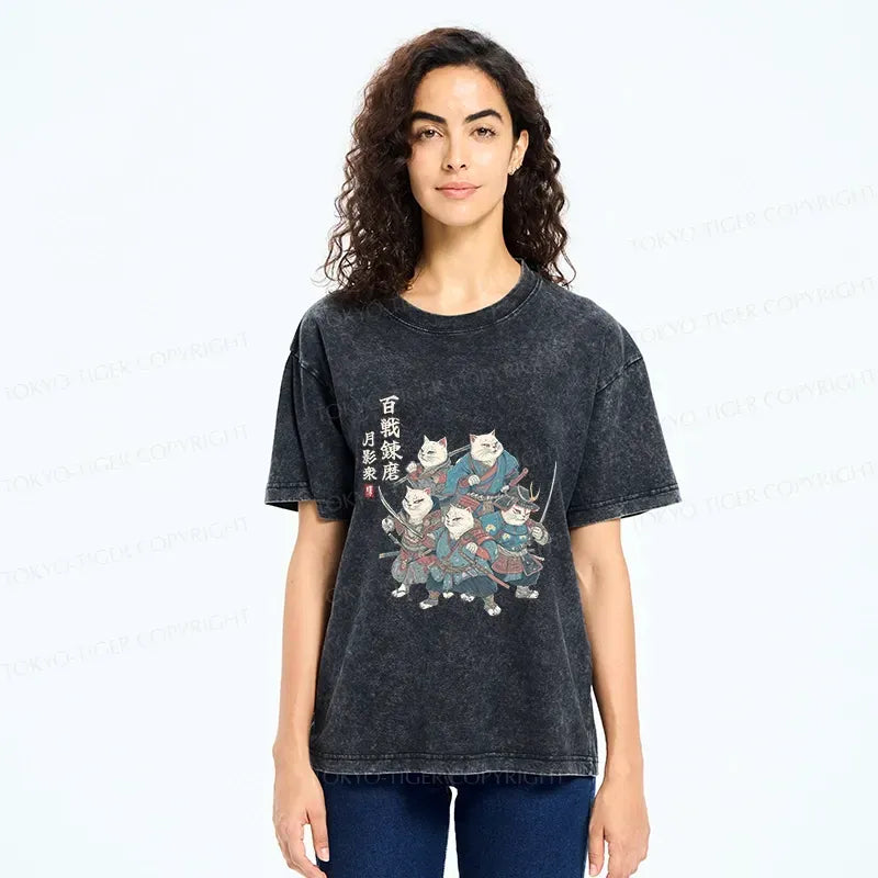 Five Cat Ukiyo-e T-Shirt for Streetwear