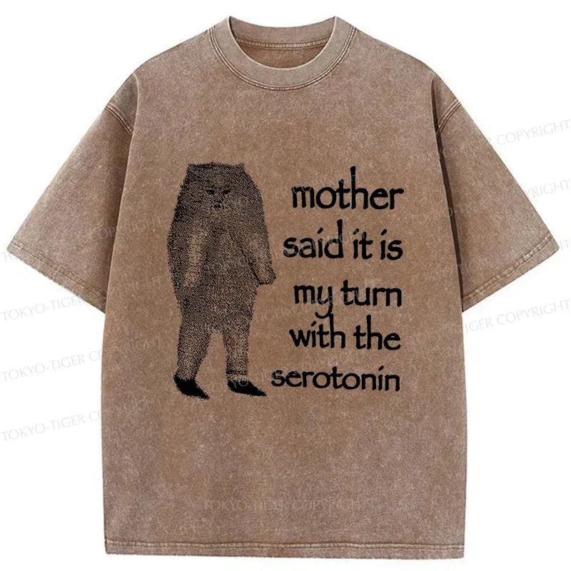 Japanese Cat Lacking Serotonin Washed Tee