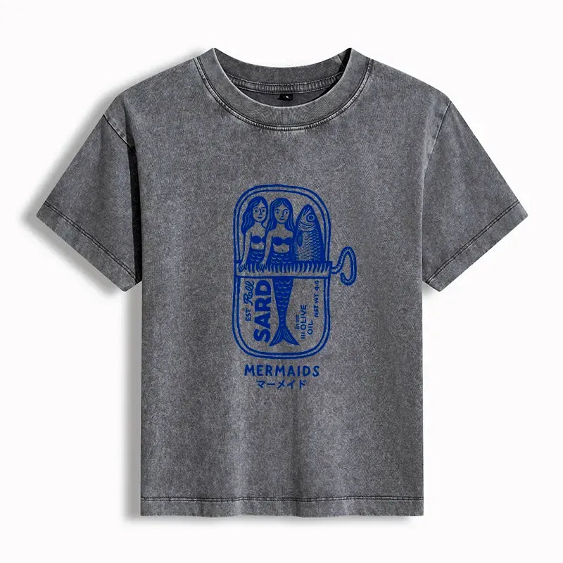 kyoto lion mermaid women's washed t-shirt