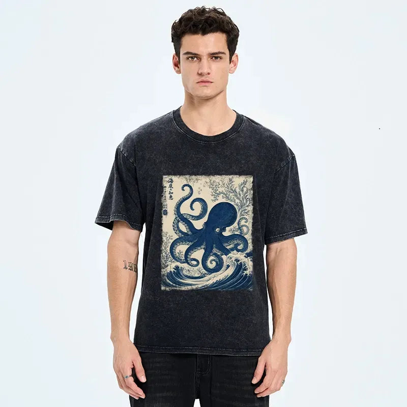Indigo Wave Octopus T Shirt for Beach