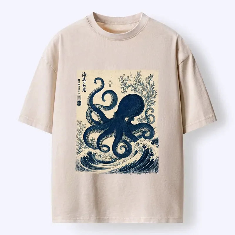 Indigo Wave Octopus T Shirt for Beach