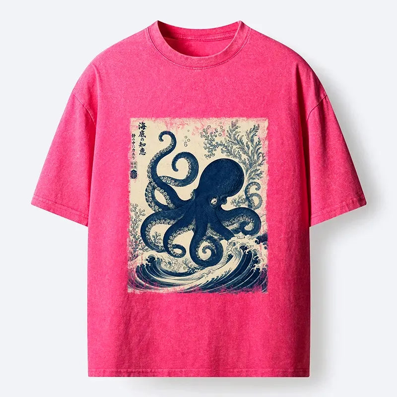 Indigo Wave Octopus T Shirt for Beach