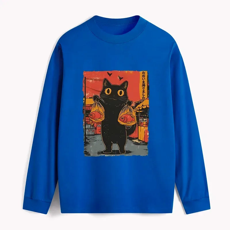 Japanese Classic Cat T-Shirt for Daily Wear