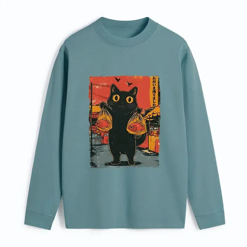 Japanese Classic Cat T-Shirt for Daily Wear