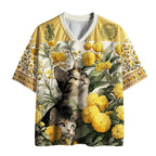Kyoto-Lion Vintage Floral Cat #66 Mesh Jersey