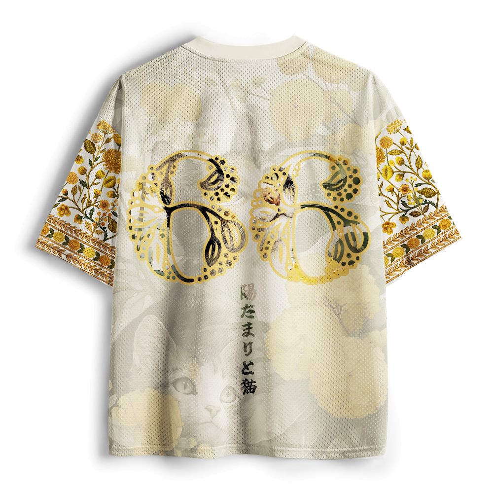 Kyoto-Lion Vintage Floral Cat #66 Mesh Jersey