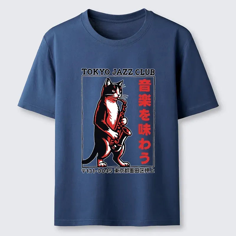 Kyoto-Lion Retro Jazz Cat Poster Classic T-Shirt