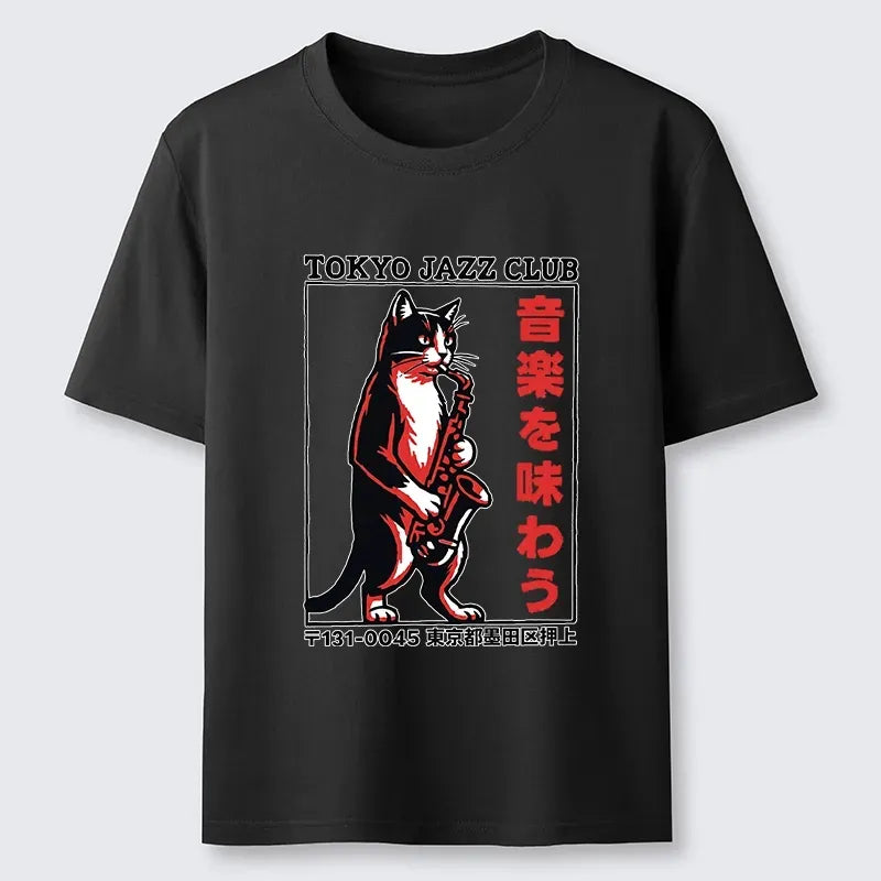 Kyoto-Lion Retro Jazz Cat Poster Classic T-Shirt