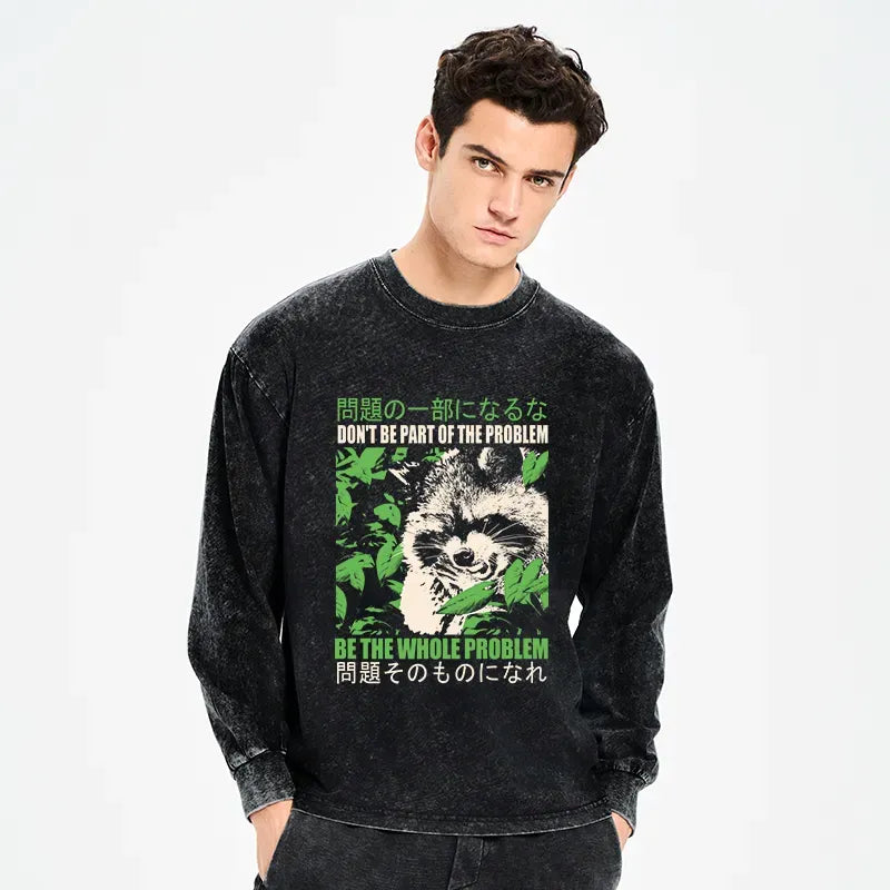 japanese washed long sleeve t-shirt for men