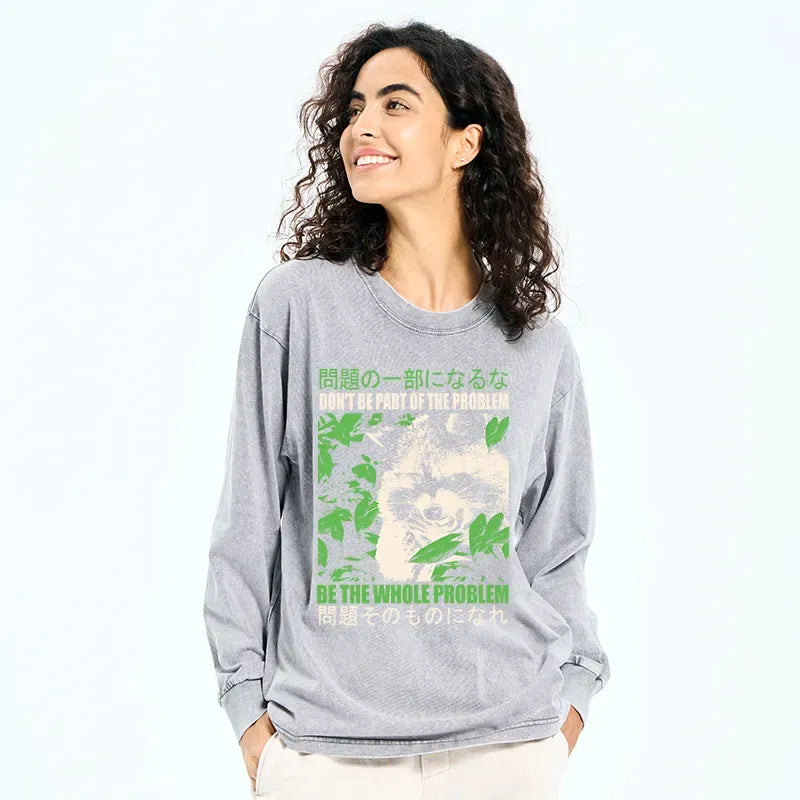 japanese washed long sleeve t-shirt for men