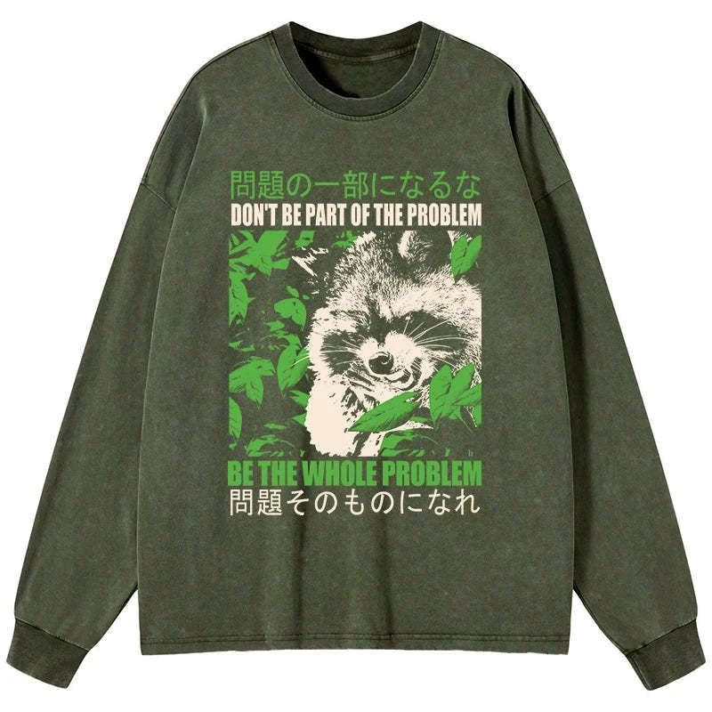 japanese washed long sleeve t-shirt for men