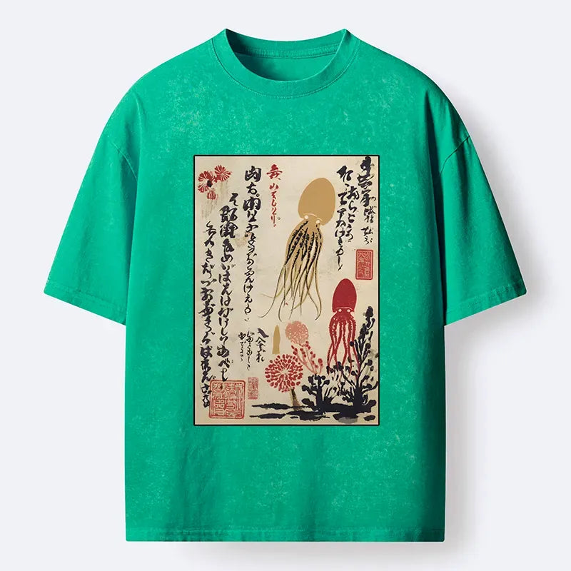 Japanese Ukiyoe Octopus T-Shirt for Daily Wear