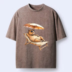 Kyoto-Lion Funny Capybara Chilling Under The Sun Washed T-Shirt