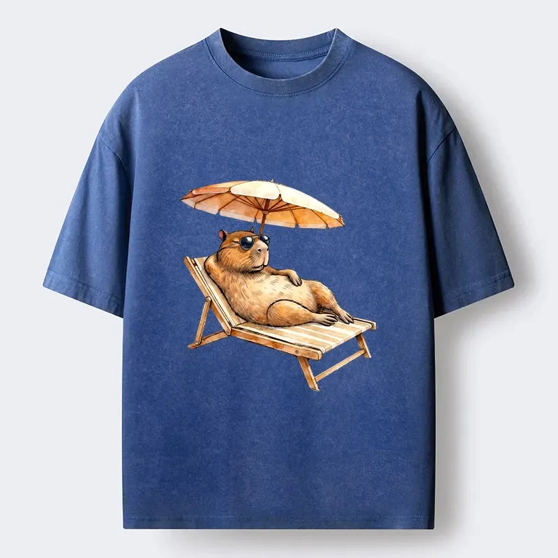 Washed Capybara T-Shirt for Summer