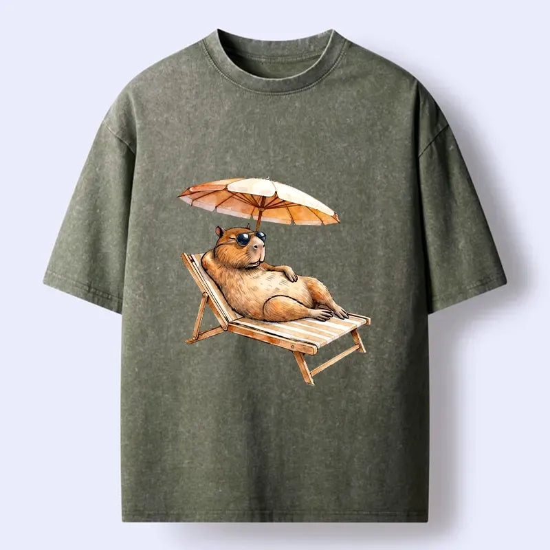 Washed Capybara T-Shirt for Summer