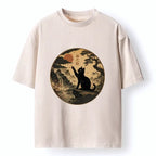 Serene Nature Scene Cat T-Shirt for Vacation