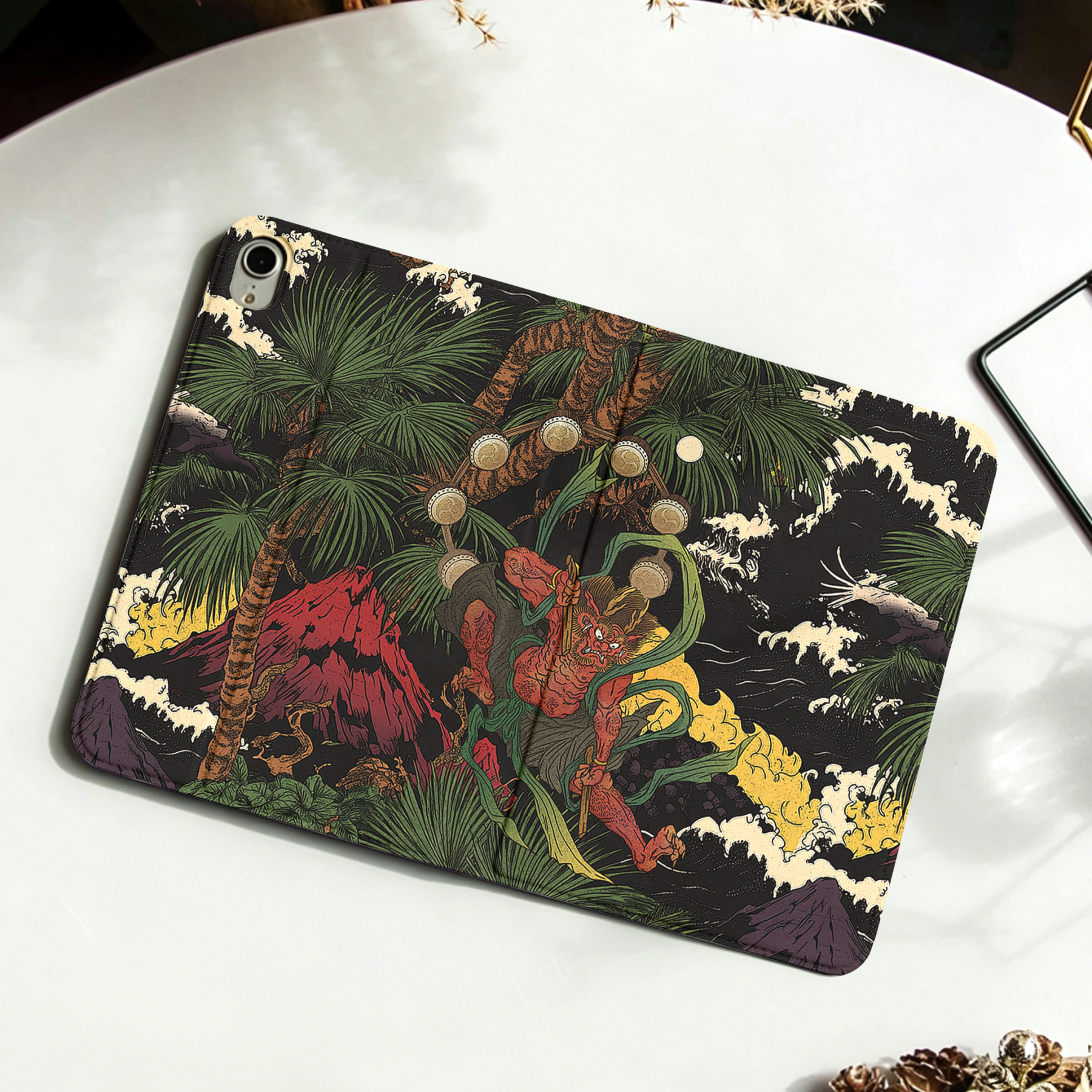 japanese yokai tablet case with pencil holder