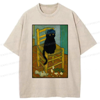 Kyoto-Lion Black Cat or Van Gogh Washed T-Shirt
