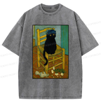 Kyoto-Lion Black Cat or Van Gogh Washed T-Shirt